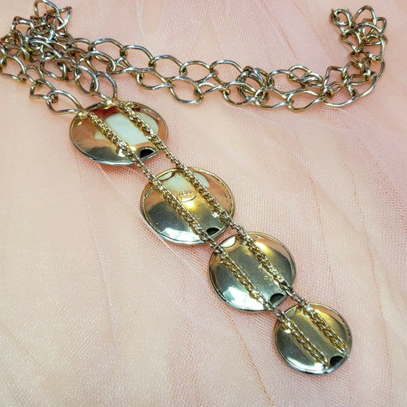 Vintage Signed Hobe Gold tone Pendant Necklace 30" Long Chain Cone Pendant - Picture 9 of 12
